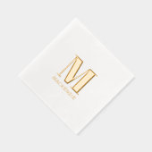 Eenvoudig minimalistisch monogram Initiaal naam Folie Servetten (Rechts)