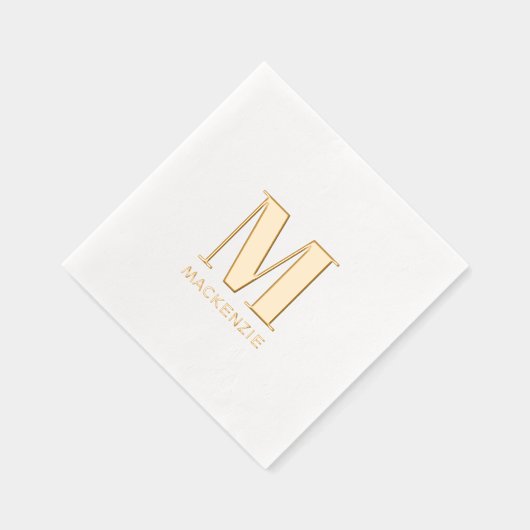 Eenvoudig minimalistisch monogram Initiaal naam Folie Servetten (Rechts)