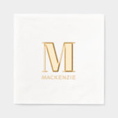 Eenvoudig minimalistisch monogram Initiaal naam Folie Servetten (Voorkant)