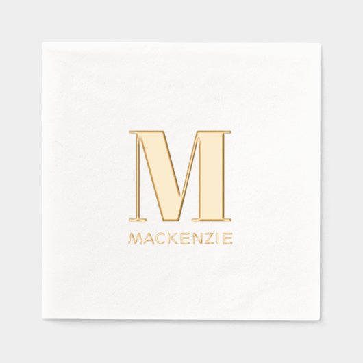 Eenvoudig minimalistisch monogram Initiaal naam Folie Servetten (Voorkant)