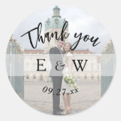 Eenvoudig minimalistisch monogram Initialen Fotobr Ronde Sticker (Voorkant)