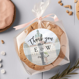 Eenvoudig minimalistisch monogram Initialen Fotobr Ronde Sticker