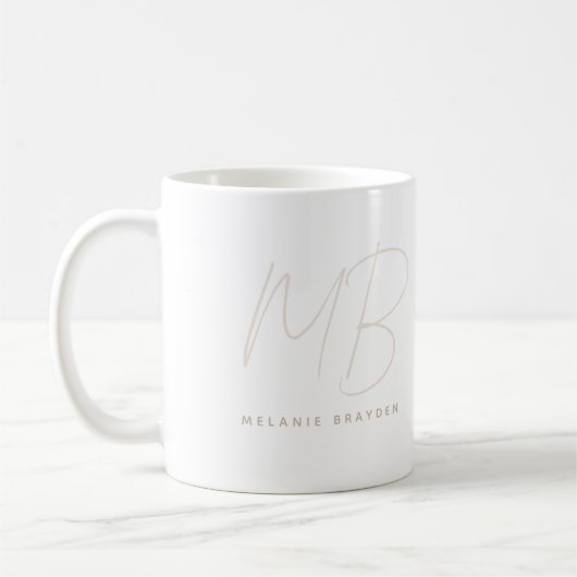Eenvoudig minimalistisch monogram koffiemok (Links)