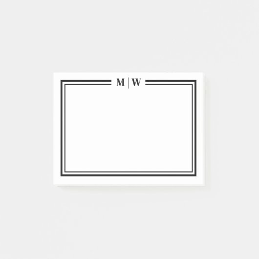 Eenvoudig Minimalistisch Monogram Post-it® Notes (Voorkant)