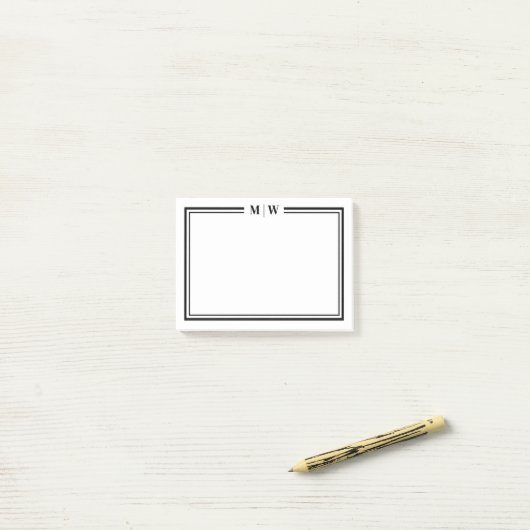 Eenvoudig Minimalistisch Monogram Post-it® Notes (Op bureau)