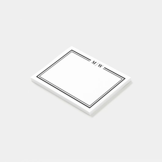 Eenvoudig Minimalistisch Monogram Post-it® Notes (Schuin)