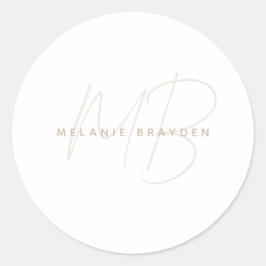 Eenvoudig minimalistisch monogram ronde sticker