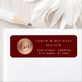 Eenvoudig minimalistisch monogram roos goudcirkel etiket (Insitu)