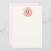 Eenvoudig minimalistisch monogram roze en goud notitiekaartje (Voorkant / Achterkant)