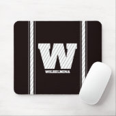 Eenvoudig minimalistisch monogram zwart-wit gestre muismat (Met muis)
