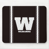 Eenvoudig minimalistisch monogram zwart-wit gestre muismat (Voorkant)