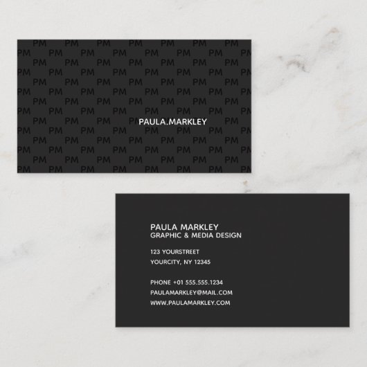 Eenvoudig minimalistisch monogrampatroon - Visitek Visitekaartje (Voorkant / Achterkant)