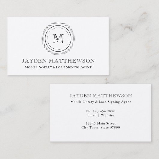 Eenvoudig minimalistisch monoloog publiek visitekaartje (Voorkant / Achterkant)