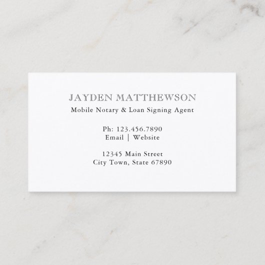 Eenvoudig minimalistisch monoloog publiek visitekaartje (Achterkant)