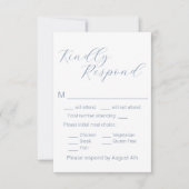 Eenvoudig minimalistisch mosterd blauw keuzerondje RSVP kaartje (Voorkant)