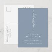 Eenvoudig minimalistisch mosterdblauw bespaart de  aankondigingskaart (Voorkant / Achterkant)