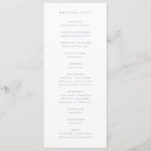 Eenvoudig minimalistisch mosterdblauw huwelijk programmakaart (Achterkant)