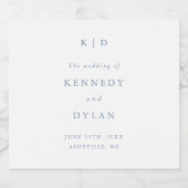 Eenvoudig minimalistisch mosterdblauw huwelijk sparkling wijnetiket (Enkel label)