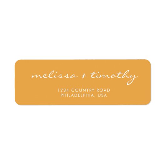 Eenvoudig minimalistisch Mustard Yellow Weduwadres Etiket (Voorkant)