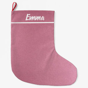 Eenvoudig minimalistisch naamscript roze grote kerstsok