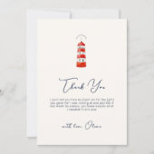 Eenvoudig minimalistisch nautisch vuurtoren Baby s Bedankkaart (Voorkant)