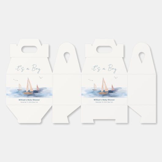 Eenvoudig minimalistisch nautisch zeilboot Baby sh Bedankdoosjes (Ongevouwen)