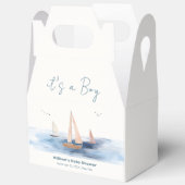 Eenvoudig minimalistisch nautisch zeilboot Baby sh Bedankdoosjes (Open)