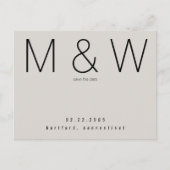 Eenvoudig minimalistisch neutraal monogram sparen aankondigingskaart (Voorkant)