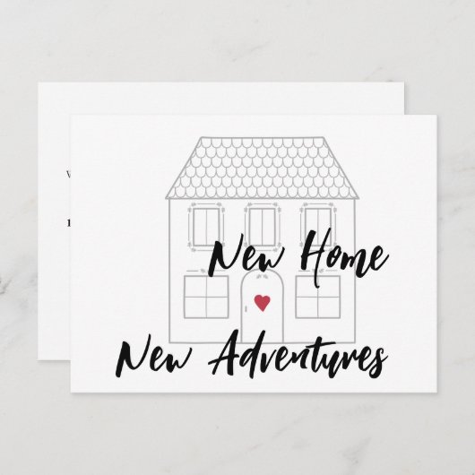 Eenvoudig minimalistisch nieuw home script verplaa aankondigingskaart (Voorkant / Achterkant)