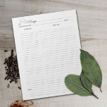 Eenvoudig minimalistisch Notitieblok voor kweekrec<br><div class="desc">Een eenvoudig minimalistisch notitieblok voor de organisatie van het recept.</div>