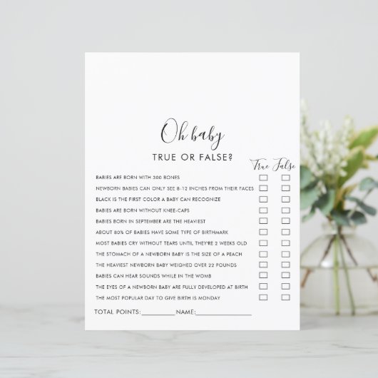 Eenvoudig minimalistisch Oh-Baby shower spel (Staand voorkant)