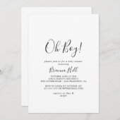 Eenvoudig minimalistisch Oh Boy Baby shower Uitnod Kaart (Voorkant / Achterkant)