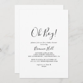 Eenvoudig minimalistisch Oh Boy Baby shower Uitnod Kaart