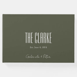 Eenvoudig minimalistisch olive Green Modern Weddin Gastenboek