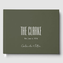 Eenvoudig minimalistisch olive Green Modern Weddin Gastenboek