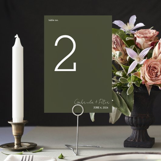 Eenvoudig minimalistisch olive Green Modern Weddin Kaart