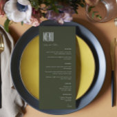 Eenvoudig minimalistisch olive Green Modern Weddin Menu