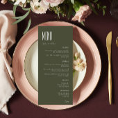 Eenvoudig minimalistisch olive Green Modern Weddin Menu