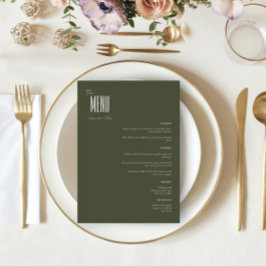 Eenvoudig minimalistisch olive Green Modern Weddin Menu