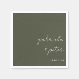 Eenvoudig minimalistisch olive Green Modern Weddin Servet