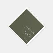 Eenvoudig minimalistisch olive Green Modern Weddin Servet (Hoek)