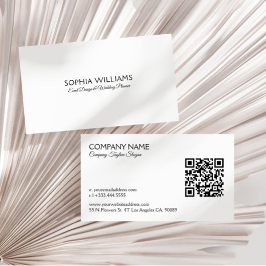 Eenvoudig minimalistisch ontwerp Black Tex QR-code Visitekaartje