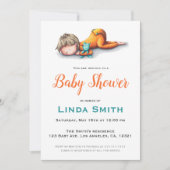 Eenvoudig minimalistisch Oranje Baby Kaart (Voorkant)