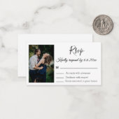 Eenvoudig minimalistisch paar foto bruiloft RSVP Notitiekaartje (Voorkant / Achterkant in situ)