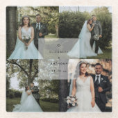 Eenvoudig minimalistisch paar foto's collage bruil glazen onderzetter (Voorkant)