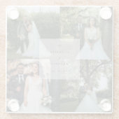 Eenvoudig minimalistisch paar foto's collage bruil glazen onderzetter (Achterkant)