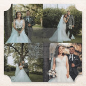 Eenvoudig minimalistisch paar foto's collage bruil kartonnen onderzetters (Voorkant)