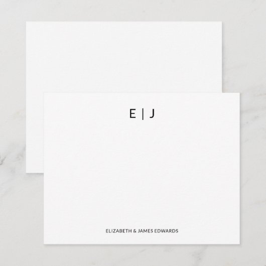 Eenvoudig minimalistisch paar Initialen op maat Notitiekaartje (Voorkant / Achterkant)