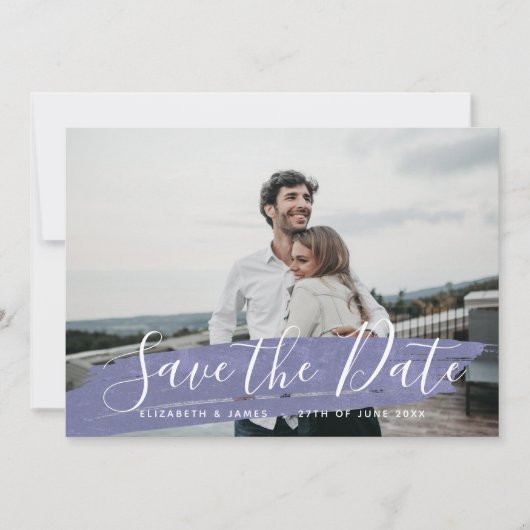 Eenvoudig minimalistisch Paars bespaart de datum v Save The Date (Voorkant)