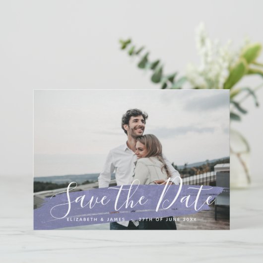 Eenvoudig minimalistisch Paars bespaart de datum v Save The Date (Staand voorkant)